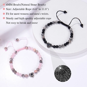 Map stone couple bracelets with 100 languages I love you projection heart pendant