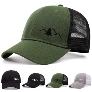 Trucker Hat Mesh Baseball Cap Breathable Mountain Tree Embroidery Adjustable Snapback Outdoor Sunshade Unisex Casual