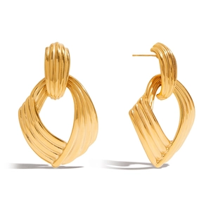 Orecchini a perno in acciaio inossidabile placcato oro 18K con design a torsione