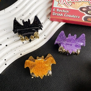Glitter Bat Hair Claw Clip Acrylic Gothic Halloween Accessory Individual Fun Ponytail Holder For Women Festive Decor