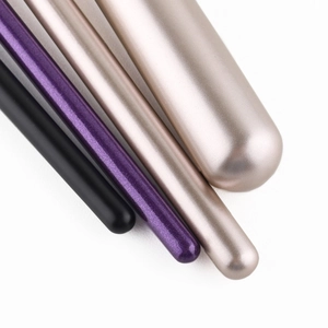 Set of professional fan highlighter brushes with soft bristles and colorful metallic handles
