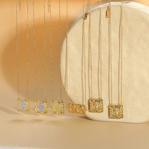 Vintage religious square relief pendant necklaces in gold finish with holy motifs