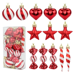 Assorted Christmas Tree Hanging Ornaments Heart Star Candy Bauble Variety For Holiday Party Showcase Decoration Boxed
