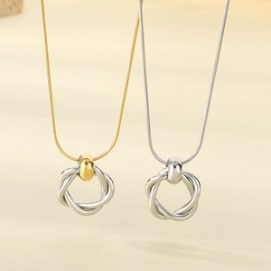 Chic geometric circular necklaces in gold and silver stainless steel finish