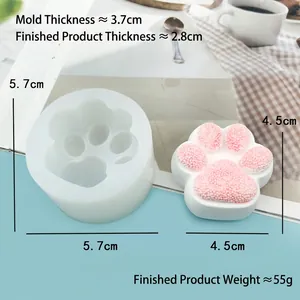 3D cat paw silicone mold for DIY chocolate mousse, soap, and handmade candle crafting