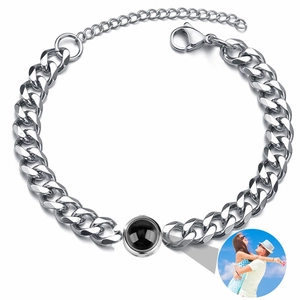 Edelstahl Panzerkette Armband Mit Hundert Sprachen Ich Liebe Dich Foto Projektion Anhänger Für Herren Damen Schmuck