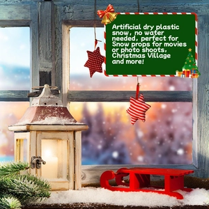 Artificial white snow powder for Christmas tree decoration on a vintage wooden windowsill