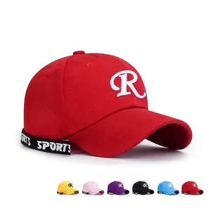 Baseball Cap Cotton Polyester Embroidered Letter R Sports Ribbon Strap Adjustable Fashion Streetwear Hat For Men Women