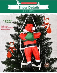 Babbo Natale arrampicata bambola decorazione sospesa corda scala ornamenti festa albero