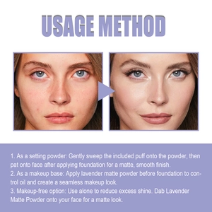 Three-step usage guide for lavender matte powder for oil control and smooth finish