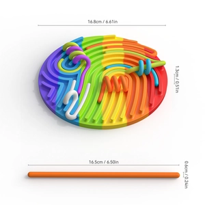 Detailed dimensions of rainbow sensory activity board 16.8cm diameter maze toy