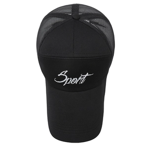 Summer mesh baseball cap with Sport embroidery and breathable back in black finish