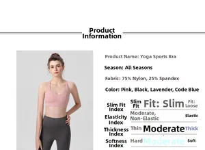 Soutien-gorge de sport yoga rose avec détails du tissu nylon et indices de performance