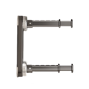 Wall-mounted telescopic suction cup clothes rack in dark grey and silver aluminum
