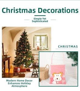 Detailed view of a pink plush reindeer Christmas gift bag with snowflake and heart accents