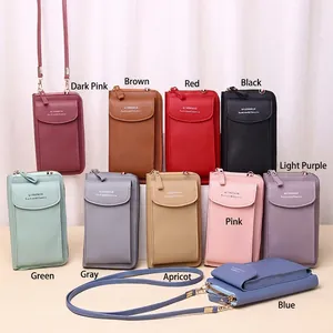 Vertical PU leather mobile phone crossbody bag collection in various pastel colors