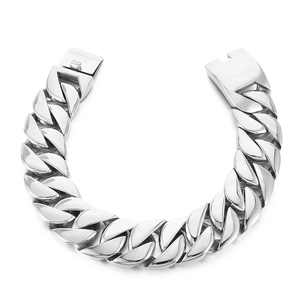 Pulsera cubana de acero inoxidable 316L plateada de 31mm de ancho para hombre y mujer