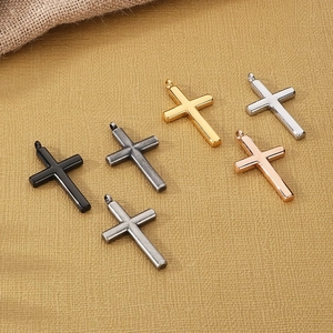 Retro stainless steel cross pendants in multiple colors including gold silver and black