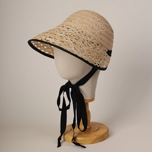 Women's Raffia Straw Hat Lolita Style Hollow Out Wide Brim Lace Up Summer Sun Protection Foldable Holiday Beach
