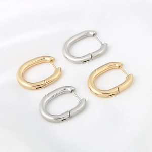 Minimalist Oval U-Shaped Hoop Earrings 304 Stainless Steel Polished Geometric Ear Buckles For Men Women Retro Punk Style