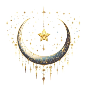 Golden moon and star decorative wall hanging ornament for living room home decor