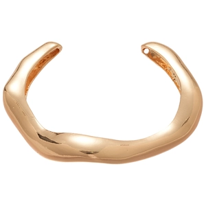 Chic gold wavy open bangle with minimalist organic liquid lines and polished metallic finish