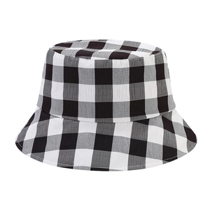 Chapeau bob à carreaux noir et blanc classique en coton respirant pour femmes