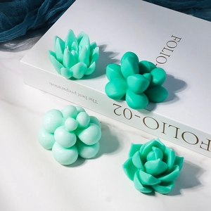 Set of four assorted 3D succulent silicone molds for DIY scented candles and gypsum crafts