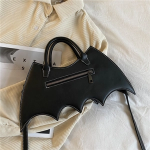 Modische gothische Fledermaus PU Leder Damen Handtasche trendige schwarze Umhängetasche