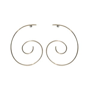 Minimalist gold spiral earrings featuring modern linear design and sleek metallic finish