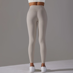 Legging de fitness taille haute gris avoine avec design push-up et dos sans couture
