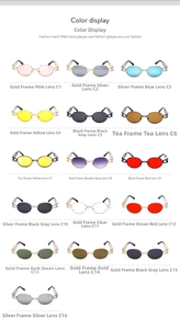 Collection of steampunk sunglasses with metallic frames in diverse lens colors and finishes