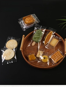 Detail of high transparency food grade bags for packaging mooncakes and snacks
