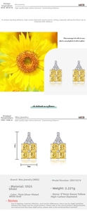 Detailed specs of S925 silver stud earrings with 4mm yellow carbon diamond stones