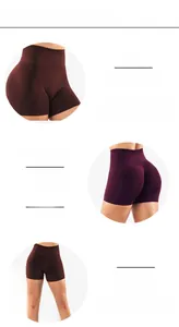 Détail macro du short de yoga sans couture taille haute bordeaux avec effet push-up