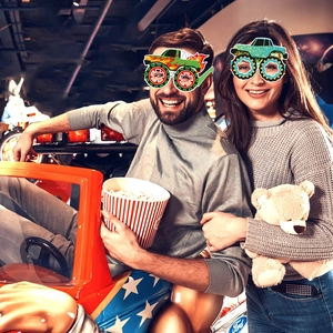 Kids monster truck paper party glasses for birthday party photo props and decorations