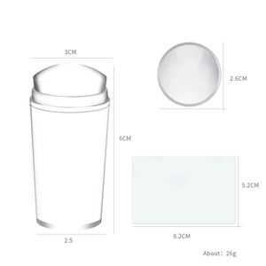 Transparent nail art stamper kit with scraper and silicone head for French manicures
