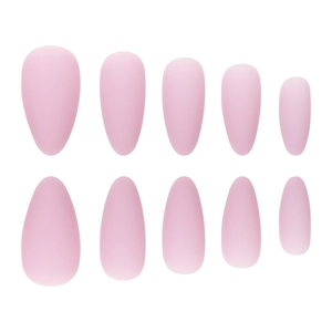 Matte light pink almond press-on nails set with 10 pieces of short faux nails