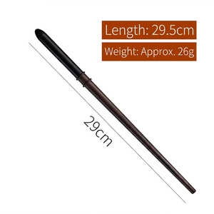 Wizard wand prop detail showing 29.5cm length and matte wood grain texture finish