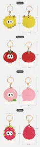 Détails d'étuis Airtag mignons en cuir avec motifs de durian de pêche et de pitaya