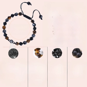 Bracelet ajustable en perles d'oeil de tigre avec pierre de projection 100 langues