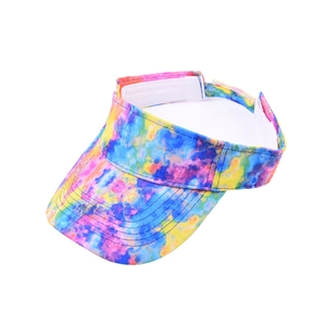 Bunter Batik Sonnenschutz Visier für Damen mit Klettverschluss und offenem Kopfbereich