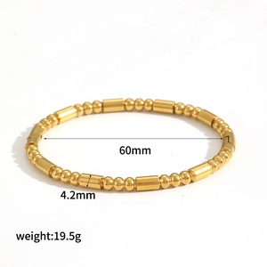 Bamboo style titanium steel gold bracelet with 60mm diameter and polished texture