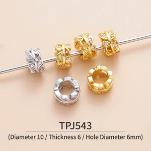 Macro detail of cubic zirconia leaf spacer beads for DIY jewelry making 10mm
