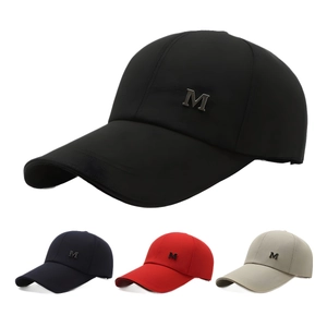 Baseball Cap Canvas Sun Protection Casual Adjustable Hat With Metal M Letter Decoration For Men Women