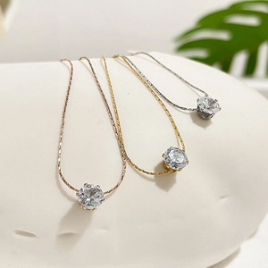 Fashion Minimalist Stainless Steel Hexagon Zirconia Pendant Necklace For Women Electroplated Geometric Clavicle Chain Jewelry