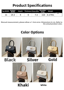 Vue détaillée des mini sacs à boucle papillon en cinq couleurs avec dimensions