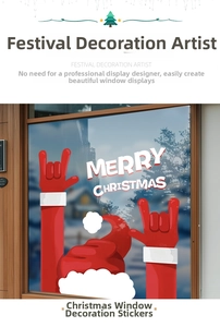 Detail of Santa Claus hands heart gesture with Merry Christmas static window sticker