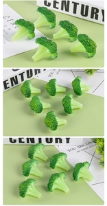 Detailed view of realistic PVC broccoli models used as DIY accessories and props