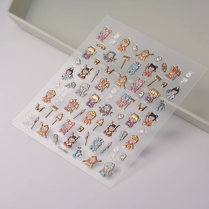 3D embossed nail stickers featuring Sun Wukong and Journey to the West cartoon characters